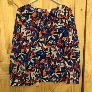 J Crew Womens Long Sleeve Blouse With Floral And Butterfly Pattern Size S